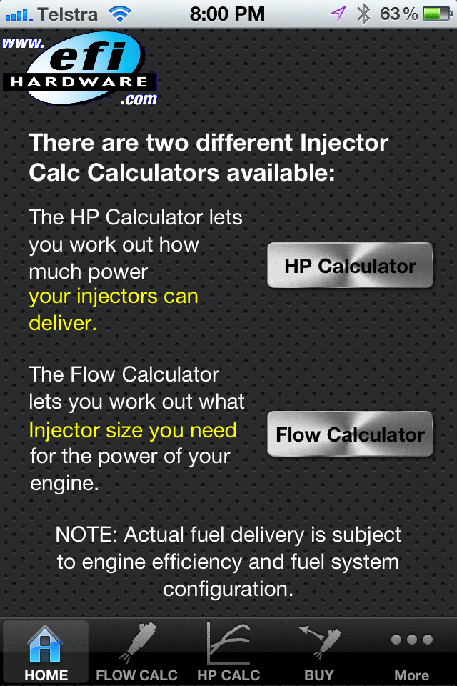 efi hardware apps for fuel injection and engine management injectors size calculator