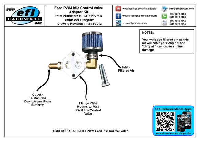 Ford Idle Control Valve Adapter Kit H-IDLEPWMA Revision 1